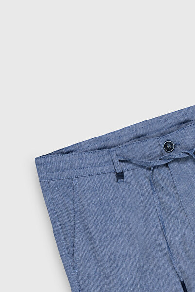 ALTINYILDIZ CLASSICS Erkek Lacivert Slim Fit Dar Kesim Yan Cepli Gofre Desenli Şort