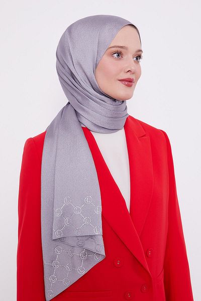 Levidor Şal cu diamante cu model hexagonal argintiu