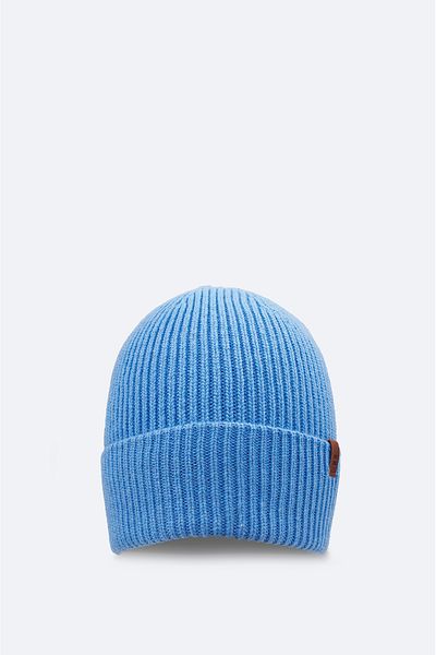 Avva Herren-Baskenmütze aus hellblauer Wolle mit Logo B 009200