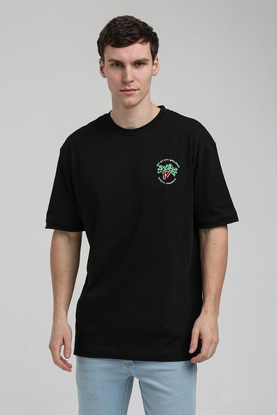 NEW WORLD POLO Crew Neck Black Oversize T-Shirt 23ssm20336