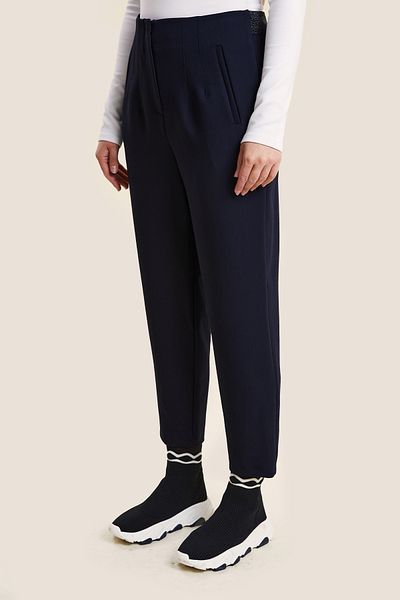 VERDA Lycra Trousers with Collar Detail on the Waist