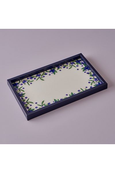 Bella Maison صينية زجاجية بالتوت الأزرق (37×22 سم)
