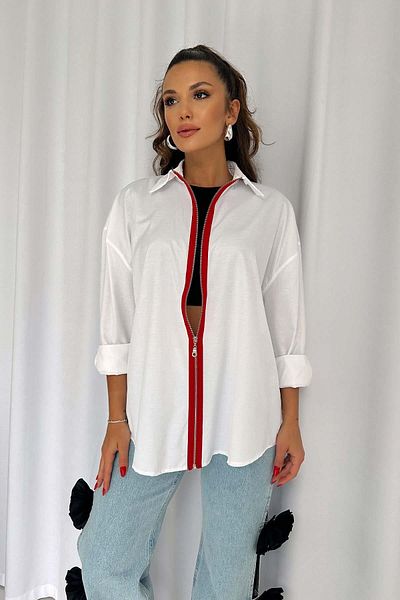 Mine Tan Butik Cămașă neagră de damă - cu detaliu cu fermoar deasupra capului