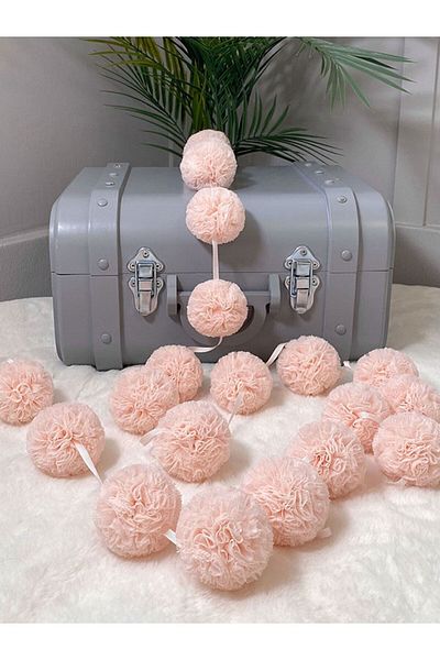 PAMUKA Tulle Mini Pompom Banner Baby Pink