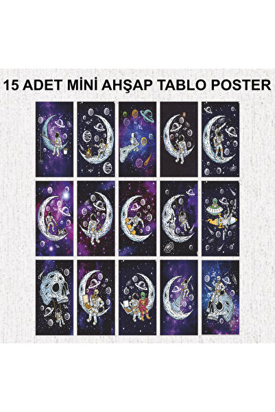 Hayat Poster Svemir i zabava sa astronautima, naučni MDF drveni poster set za...