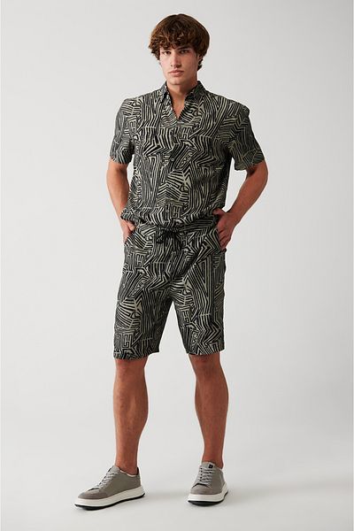 Avva Nerzfarbene Herren-Shorts aus 100 % Viskose mit Seitentaschen und Schnürung an der Taille A31y3720