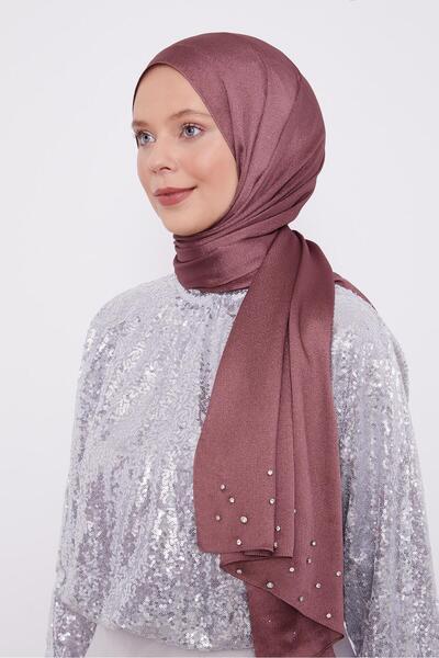 Levidor Leylak Taş İşlemeli Diamond Şal