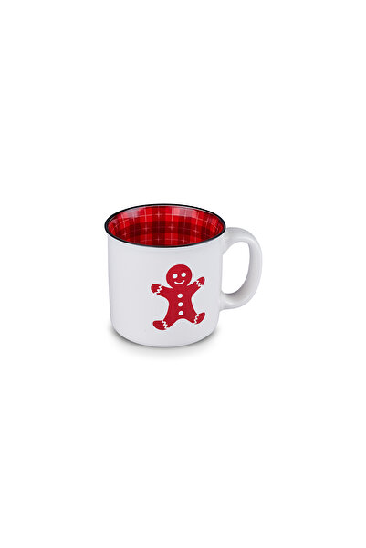 Karaca New Year New Year Plaid Gingerbread Mug 550 ml Red
