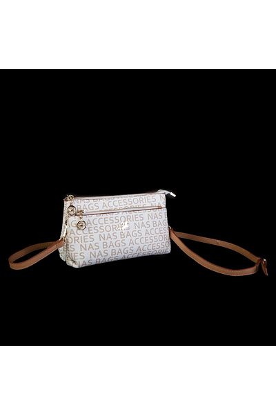 Nas Bag Cream Camel Colored Crossbody and Clutch Bag - with Wrist and Crossbody Strap (24X15 cm)