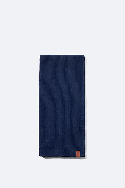 Avva Ανδρικό μαντήλι με ραβδώσεις από μαλλί Navy Blue B 009400