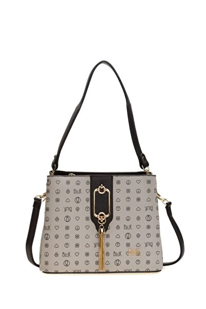 Bilik Deri Monogram Gray-Black Women's Handbag Riv 232-Mn