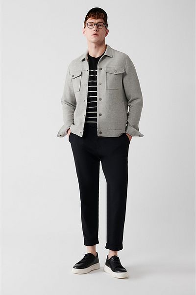 Avva Marineblaue, plissierte Hose mit zwei Beinen für Herren A32y3084