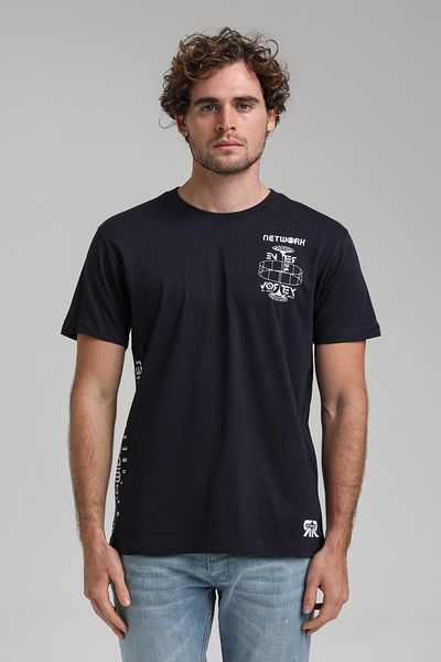 NEW WORLD POLO Crew Neck Navy Blue Slim Fit T-Shirt 23ssm20299