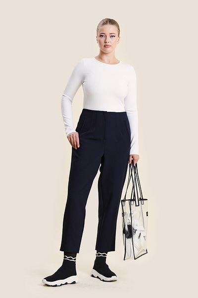 VERDA Lycra Trousers with Collar Detail on the Waist