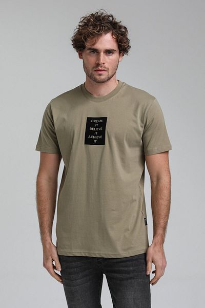 NEW WORLD POLO Crew Neck Light Khaki Slim Fit T-Shirt 23ssm20288