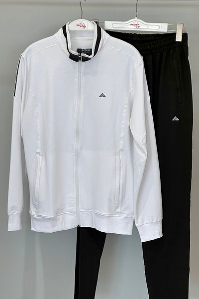 REMSA Λευκή ανδρική αθλητική φόρμα 3715 - Lycra Combed Cotton