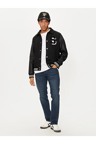 Jack & Jones Jorcarter Varsity Wool Blend Wool Blended Sleeves Leather Detailed Bomber Quilted College Coat