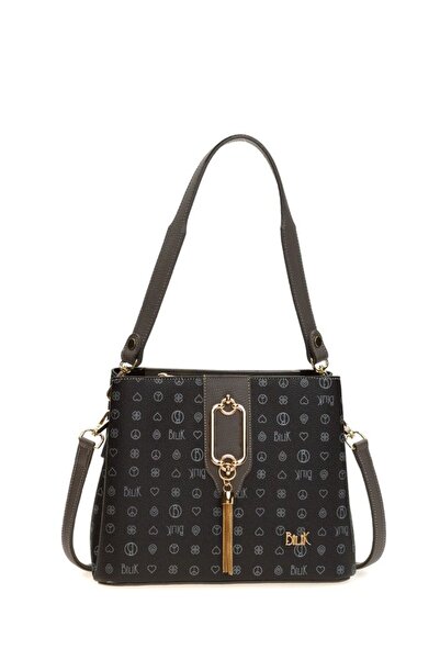 Bilik Deri Monogram Black-Grey Women's Handbag Riv 232-Mg