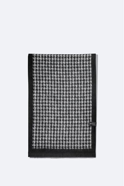 Avva Ανδρικό σάλι με μαύρη φούντα Houndstooth A32Y9407