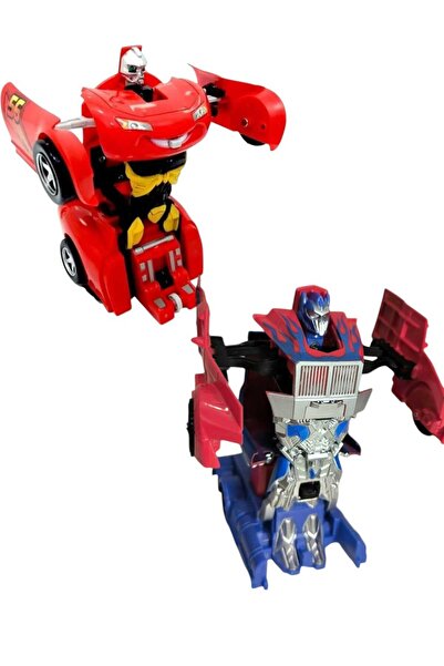 KİNKU Optimus Prime Dönüşebilen Robot Araba Oyuncak ile Şimşek Mcqueen Robota Dönüşebilen Araba