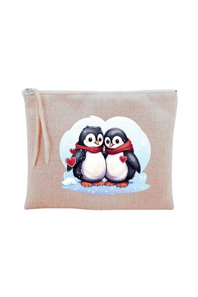 lili hediyelik Τσάντα μακιγιάζ με στάμπα Penguin