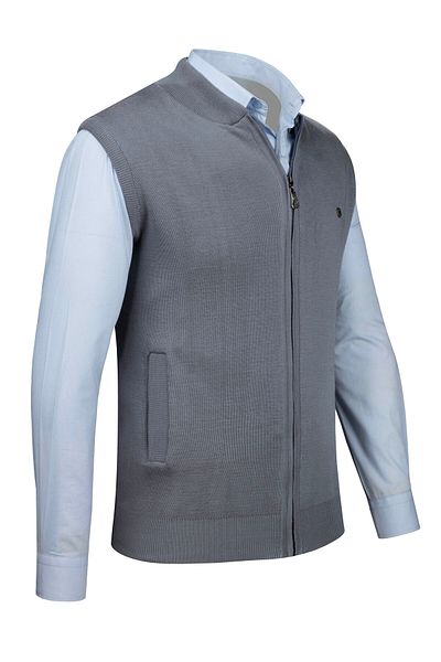 Çizgi Triko Stripe Knitwear Men's Knitwear Vest with Zipper Pocket Steel Knit Knitwear Classic Fit - 4241J