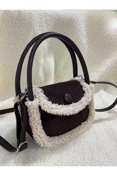 Katusa Τσάντα μπαγκέτας με λουράκι Nubuck σκούρο καφέ