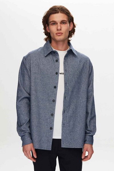 Tween Cămașă relaxată din bumbac denim bleumarin