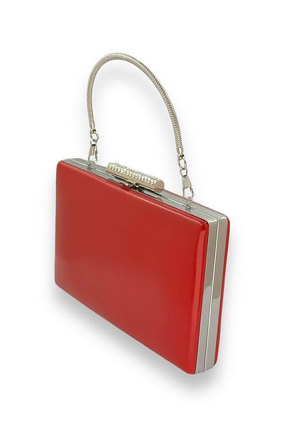 Wedding Fashion Red Color Skin Leather Matte Leather Metal Handle Evening Dress Bag Evening Bag Wedding Engagement Henna