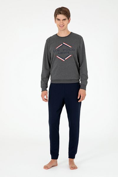 U.S. Polo Assn. Men's Anthracite Melange Pajama Set 50301715 -Vr081