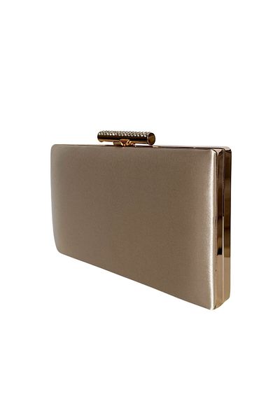 Wedding Fashion Rochie de seară din piatră cu carcasă din satin auriu nud - clutch clutch pentru absolvirea balului