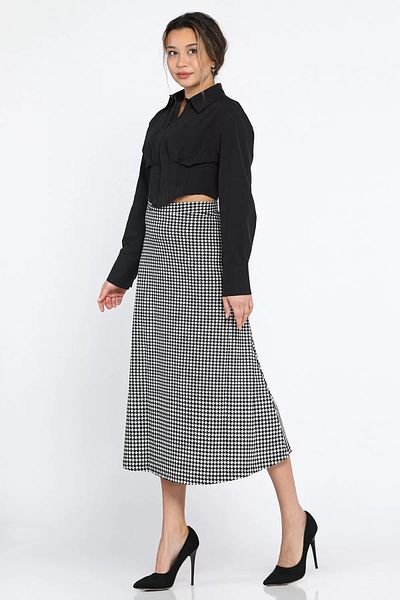 GÜLSELİ Ασπρόμαυρη φούστα με σχέδιο Houndstooth