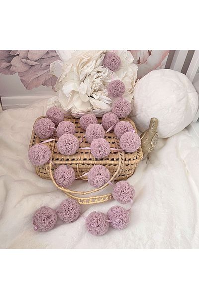 PAMUKA Mini Tulle Pompom Banner - Dark Lilac