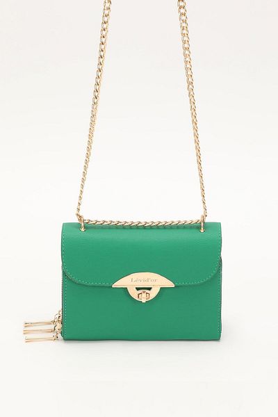 Levidor Grass Green Three Compartment Chain Strap Shoulder Bag