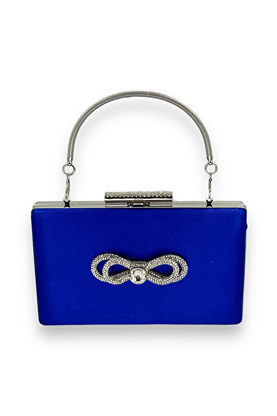 Generic Brand Cobalt Blue Color Satin Crystal Stone Evening Dress Bag Evening...