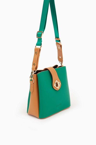 Levidor Grass Green - Camel Three Compartment Shoulder Bag