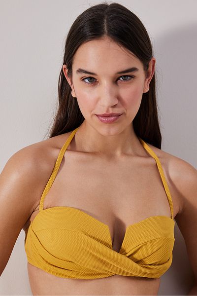Penti Top de bikini galben texturat Amar U Twist