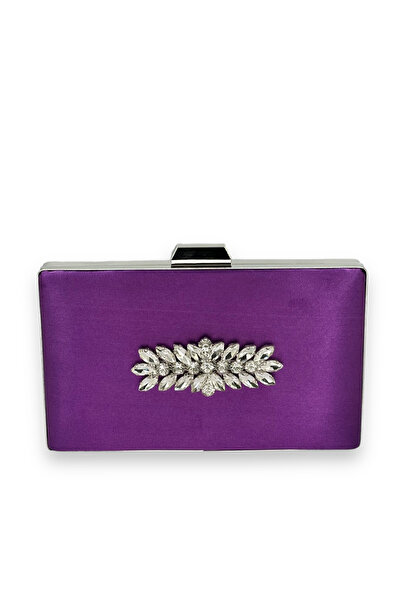 MidStore Purple Color Satin Crystal Stone Evening Dress Bag Evening Bag Henna...