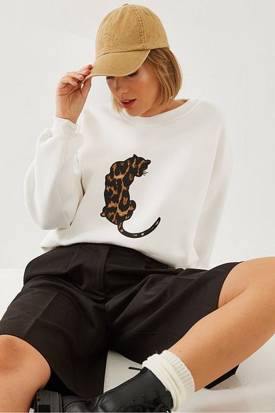 Bianco Lucci Hanorac de damă cu imprimeu leopard cu trei fire ridicate 60351105