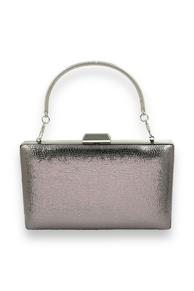 MSglame Geantă de seară cu curea cu lanț de platină gri antracit - nuntă logodnă absolvire