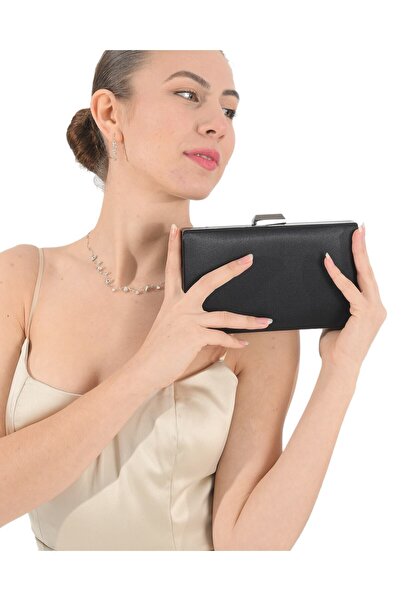 Generic Brand Black Satin Color Evening Dress Bag Evening Bag Sir Engagement ...