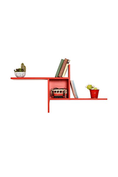 Adore Mobilya Dekoratif Duvar Rafı - Kırmızı 100x50x18 Cm (GXYXD)