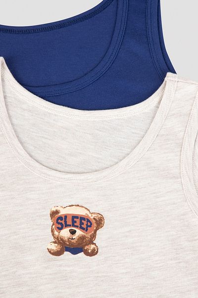 Penti Multicolored Boy's Teddy Bear Patterned 2-Piece Undershirt