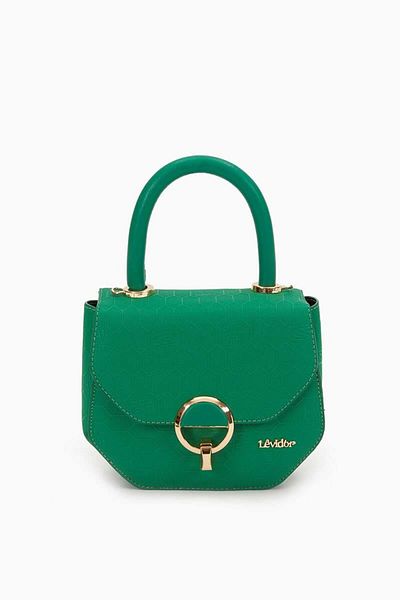 Levidor Grass Green Embossed Honeycomb Pattern Handbag
