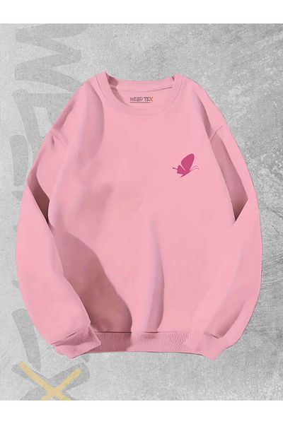 WEARTEX Butterfly Printed Unisex Oversize Sweatshirt - Crew Neck Hoodie