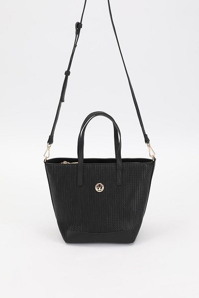 Levidor Black - Black Straw Pattern Handbag 930220