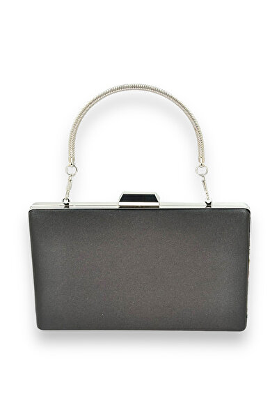 Generic Brand Women's Evening Dress Bag – Silver Stone, Satin Texture, Case-S...