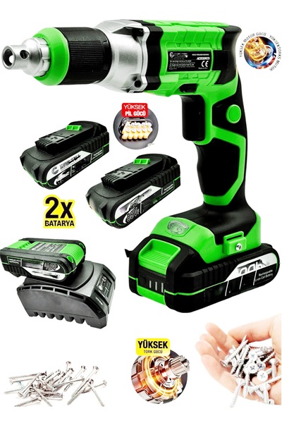 Genel Markalar Profesyonel Şarjlı Metal Otomatik Alçıpan Vidalama 2x Çift Akülü Hızlı Şarjlı Alçıpan Vidalama