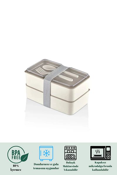polo55.sport.1855 2 Layers Cream Food Storage Container Lunch Box Set