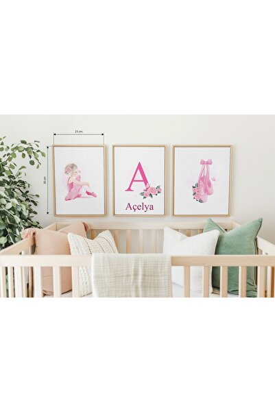 ENCİVA İsme Özel 3'Lü Bebek Odası Tablosu Oda Dekoru Yeni Doğan Hediyesi BEBE...